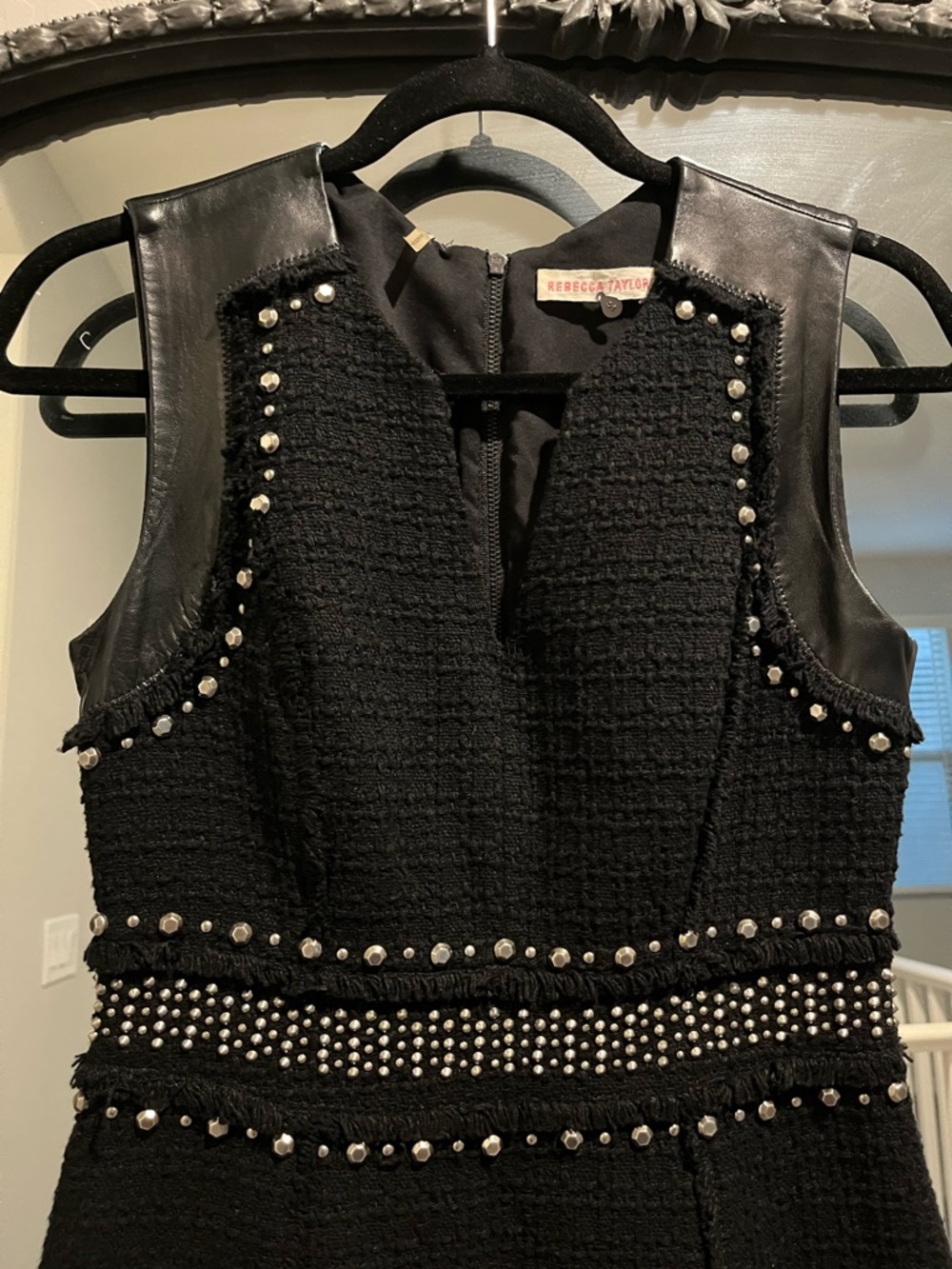 Rebecca Taylor Tweed Stud Leather Dress - Picture 5 of 6